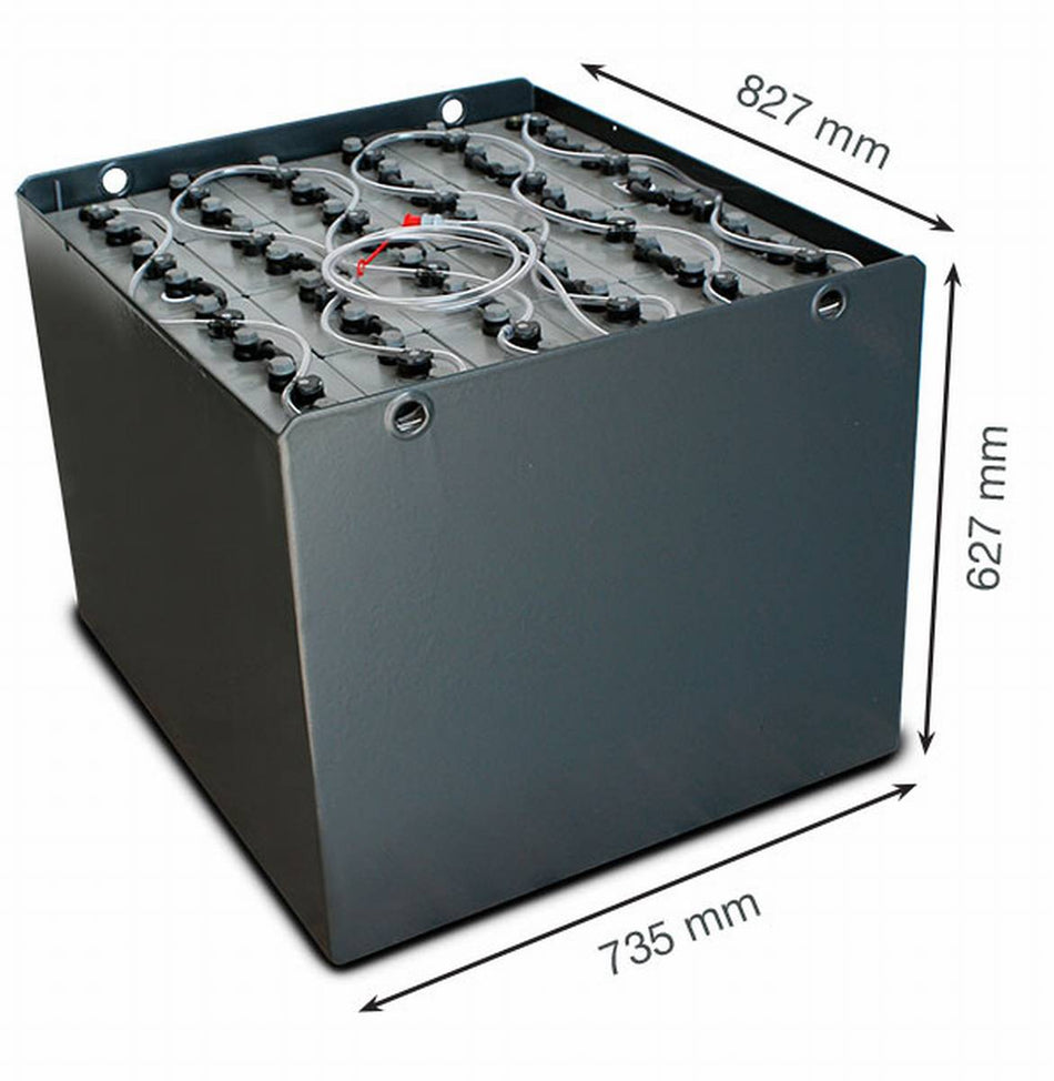 48V Gabelstaplerbatterie 6 PzS 690 Ah DIN A (827 * 735 * 627mm L/B/H) Trog 57017003 inkl. Aquamatik