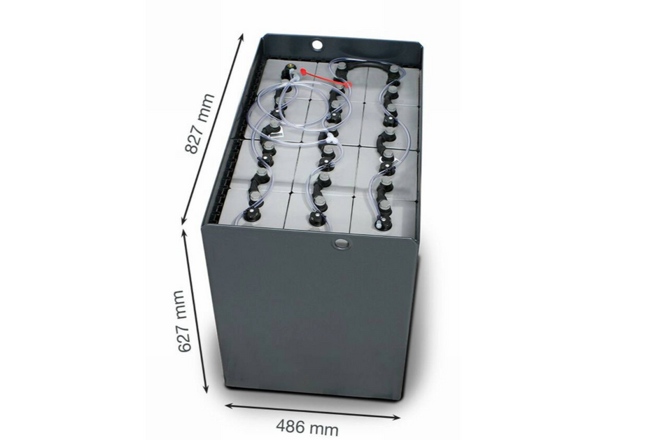 24V Gabelstaplerbatterie 8 PzS 920 Ah DIN A (827 * 486 * 627mm L/B/H) Trog 57014037 inkl. Aquamatik