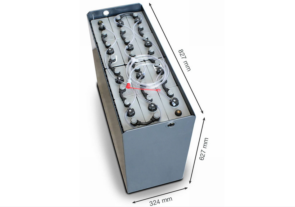 24V Gabelstaplerbatterie 5 PzS 575 Ah DIN A (827 * 324 * 627mm L/B/H) Trog 57014028 inkl. Aquamatik