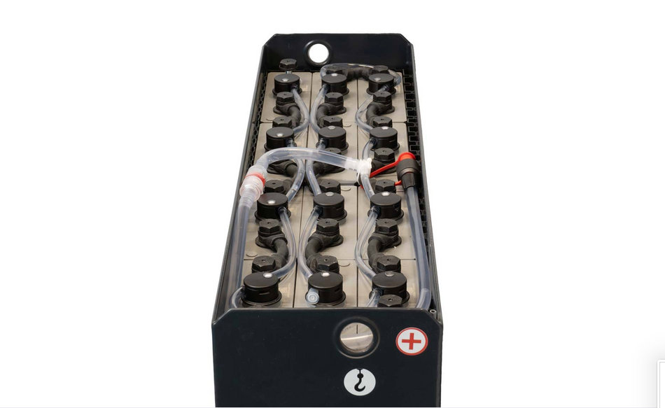 24V Gabelstaplerbatterie 3 PzS 375 Ah DIN A (827 * 216 * 627mm L/B/H) Trog 57014022 inkl. Aquamatik