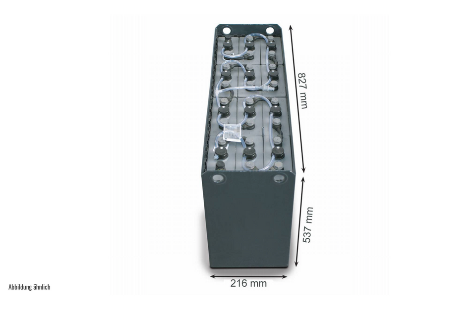 24V Gabelstaplerbatterie 3 PzS 270 Ah DIN A (827 * 216 * 537mm L/B/H) Trog 57014132 inkl. Aquamatik