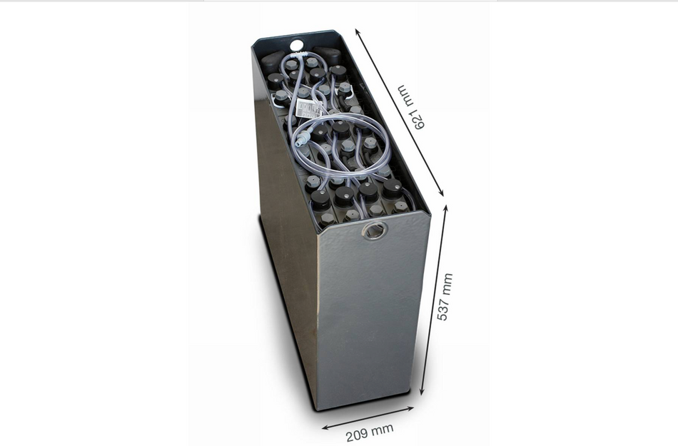 24V Gabelstaplerbatterie 2 PzS 180 Ah DIN B (621 * 209 * 537mm L/B/H) Trog 57014073 inkl. Aquamatik